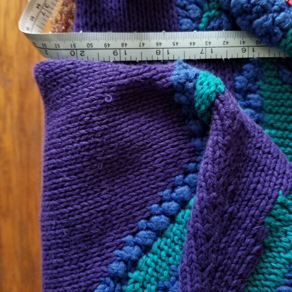 Rare, vintage 80s, 3-D, thick cotton, handmade sweater, M, flowers/geometric - Picture 11 of 11